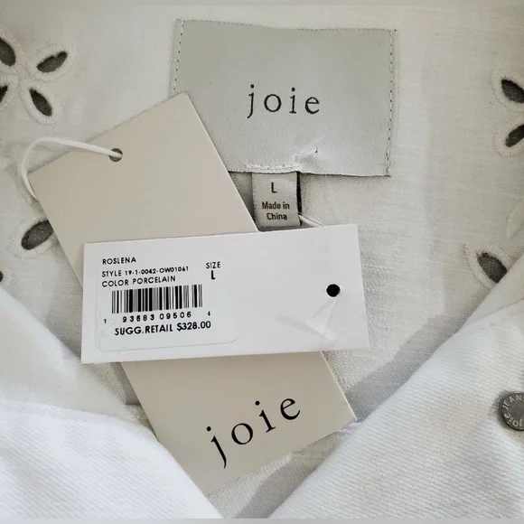 JoieRoslena Eyelet Jean Jacket in Porcelain $328